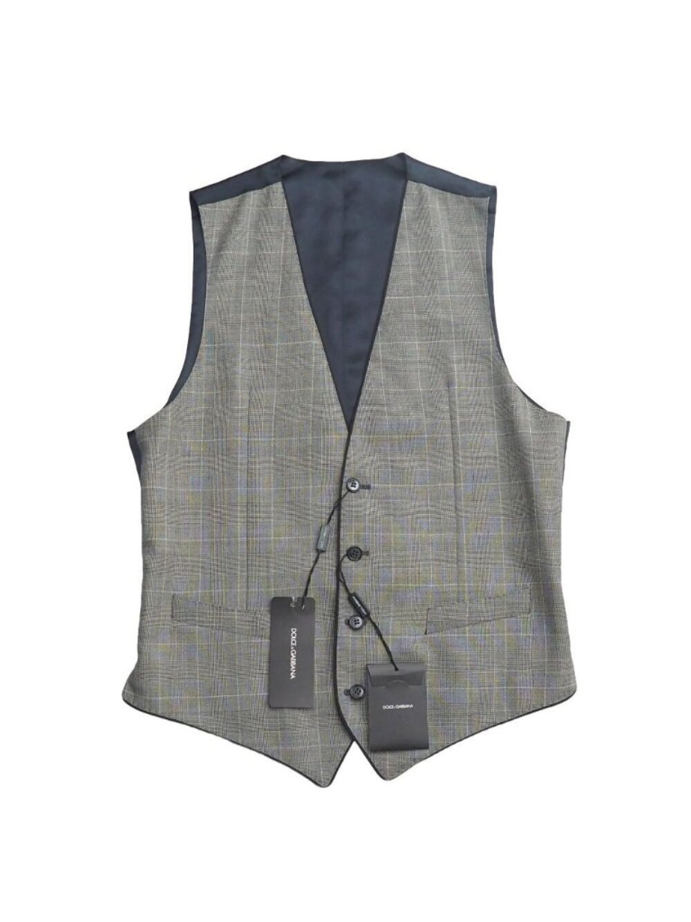 Dolce & Gabbana Vest 46 Check Gilet Gray
